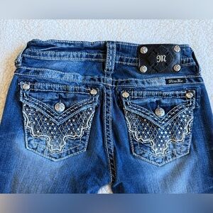 Vintage Miss Me Boot Cut Jeans with Sequin & Rhinestone Accents